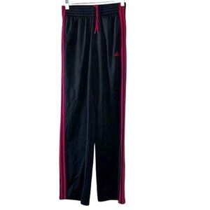 Adidas Black & Pink Side-Striped Track Pants L Womens